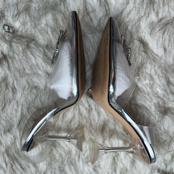 Wetkiss Women's Transparent Heel 4” Crystal Rhinestone Pointed Toe Size 9.5 - Picture 2 of 8